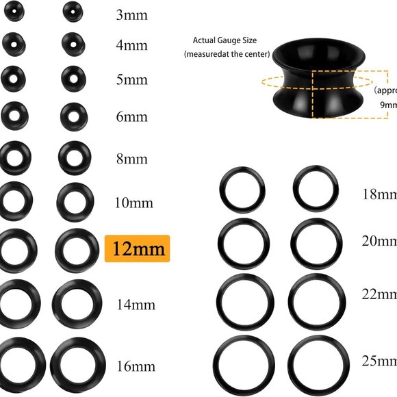 Flexible Silicone Ear Plugs 15 Pairs Body Piercing Gauge 1/2" 12mm - Picture 4 of 8